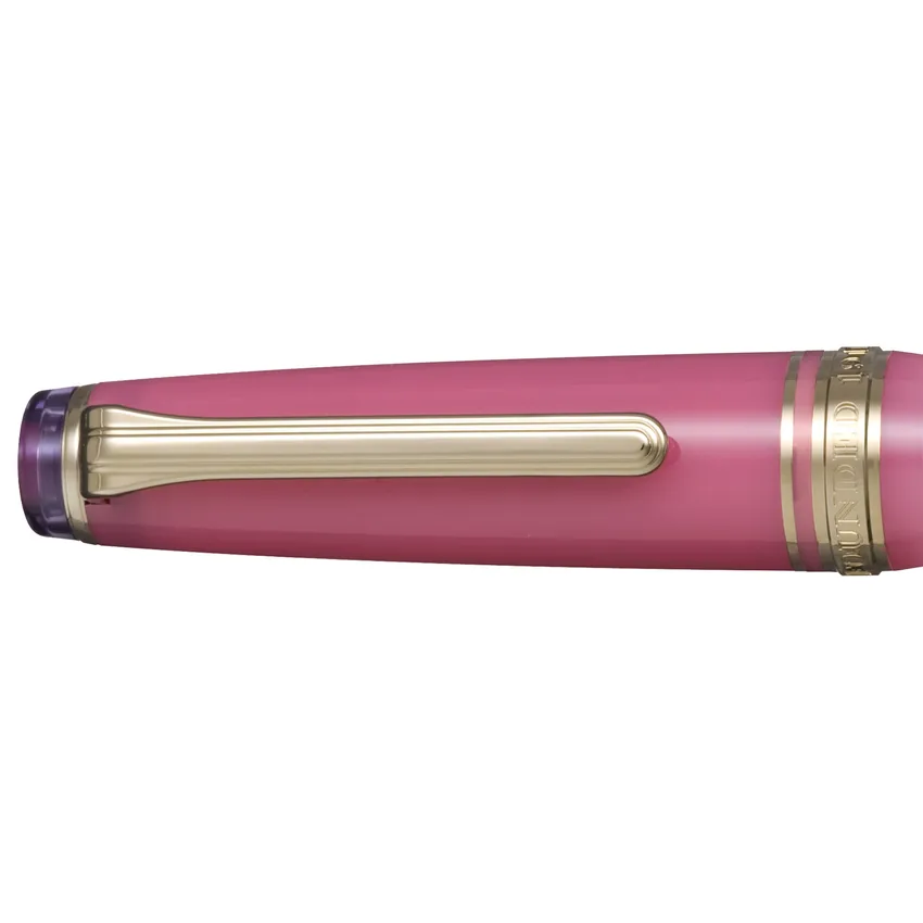Sailor Gift Set Manyo II 'Rabit Ear Iris' Professional Gear Slim Fountain Pen (14K Medium) With Manyo Ink 50 ML - Pink With Gold Trims