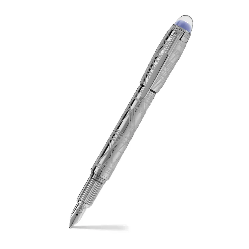 Montblanc StarWalker Space Blue Precious Metal Fountain Pen (14K Medium) - Silver