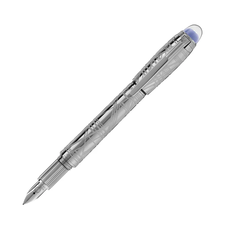 Montblanc StarWalker Space Blue Precious Metal Fountain Pen (14K Medium) - Silver