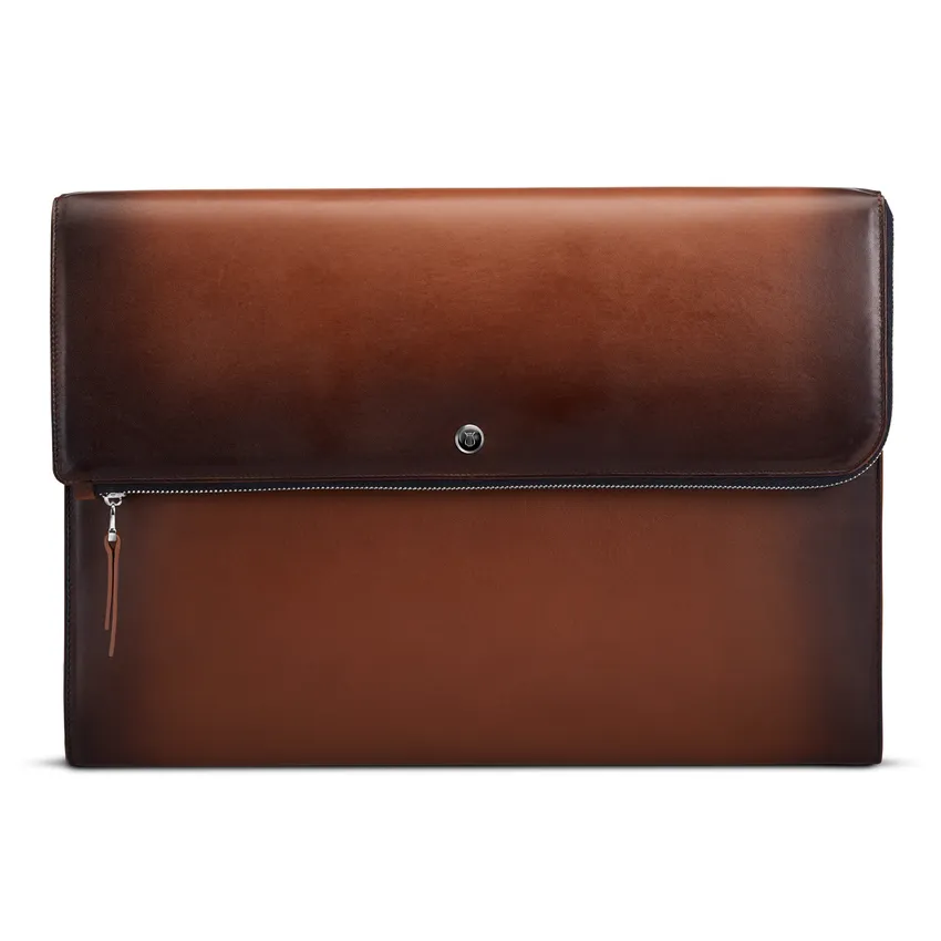 Cognac Lapis Bard Ducorium Leather Bexley Laptop Sleeve