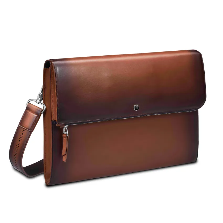 Cognac Lapis Bard Ducorium Leather Bexley Laptop Sleeve