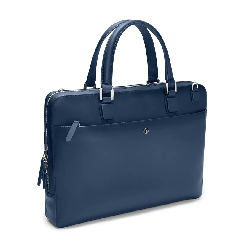 Lapis Bard Ducorium Spencer 15-inch Chrome Trims Slim Laptop Business Bag - Navy