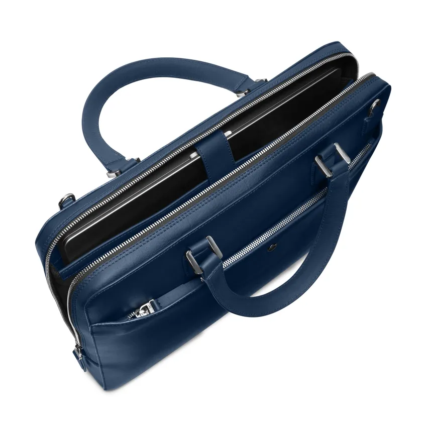 Lapis Bard Ducorium Spencer 15-inch Chrome Trims Slim Laptop Business Bag - Navy