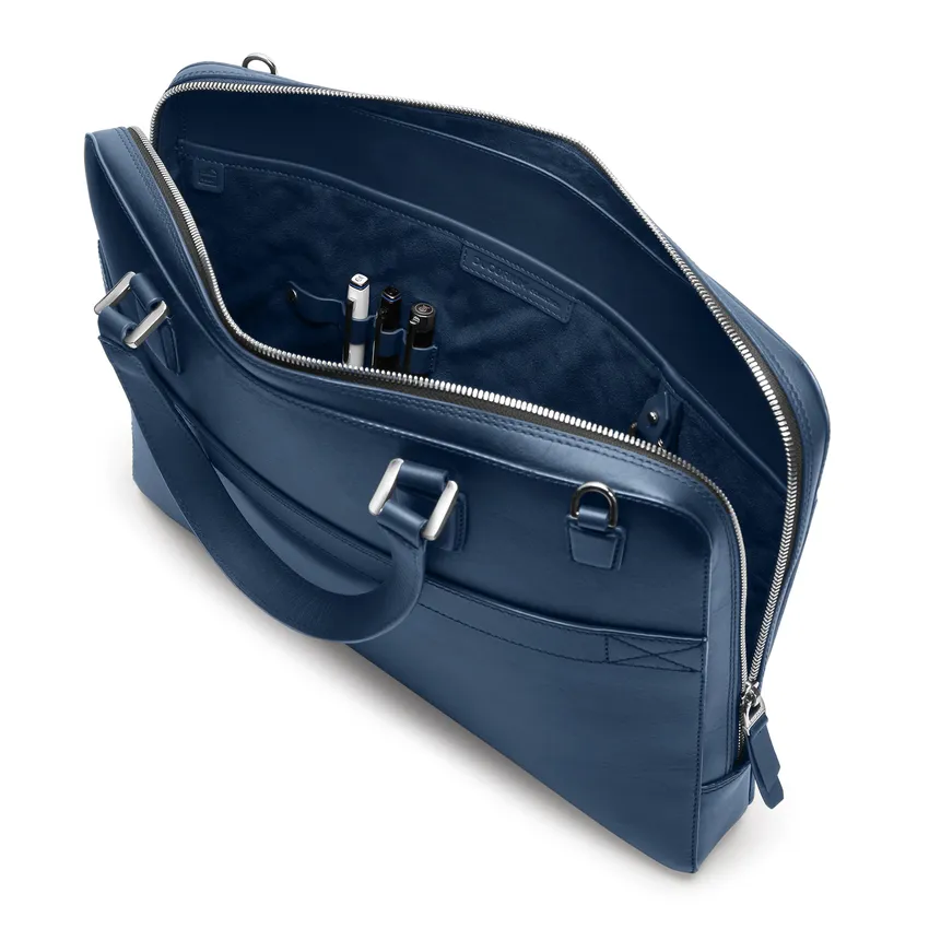 Lapis Bard Ducorium Spencer 15-inch Chrome Trims Slim Laptop Business Bag - Navy