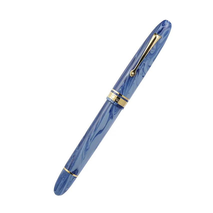Omas Limited Edition Israel Fountain Pen (14K Broad) - Blue With Gold Trims