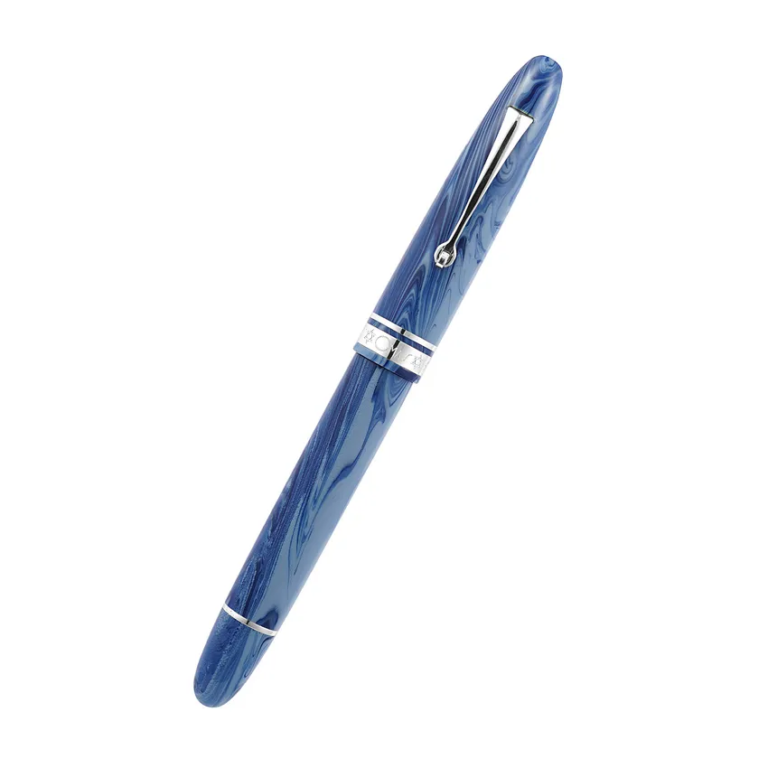 Omas Limited Edition Israel Fountain Pen (14K Fine) - Blue With Silver Trims