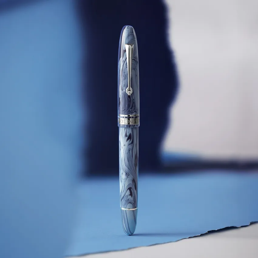 Omas Limited Edition Israel Fountain Pen (14K Fine) - Blue With Silver Trims