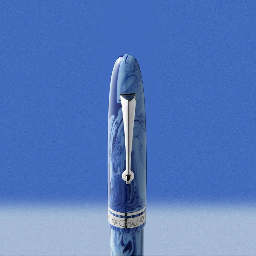 Omas Limited Edition Israel Fountain Pen (14K Fine) - Blue With Silver Trims