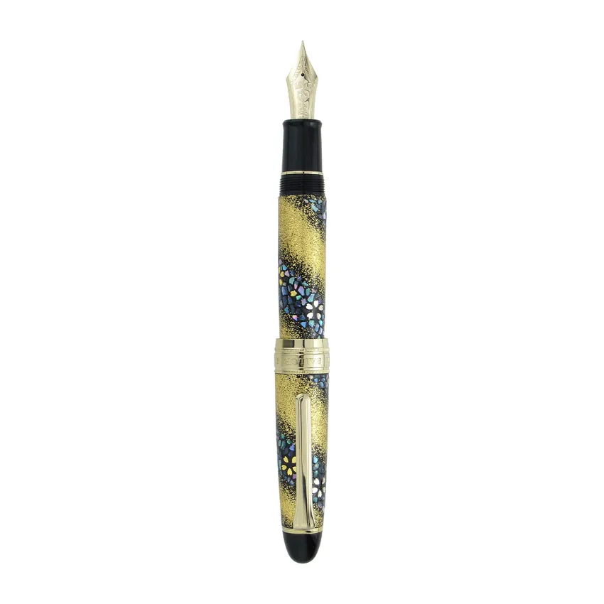 Sailor 1911 Maki-e Sakura Nagare King of Pens Fountain Pen (21K Medium) - Black With Gold Trims