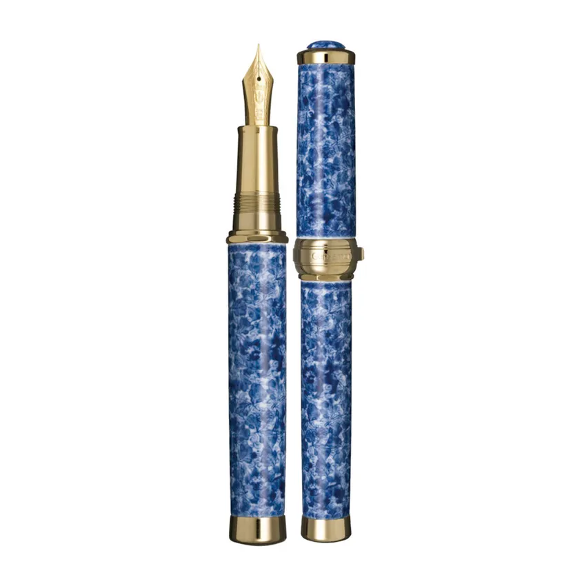 Sailor Arita Yaki 400 Years Anniversary Arabesque Fountain Pen (21K Broad) - Blue With Gold Trims