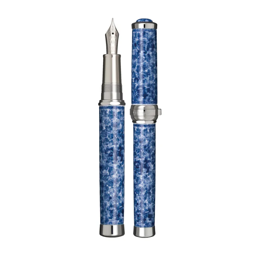 Sailor Arita Yaki 400 Years Anniversary Arabesque Fountain Pen (21K Broad) - Blue With Rhodium Trims