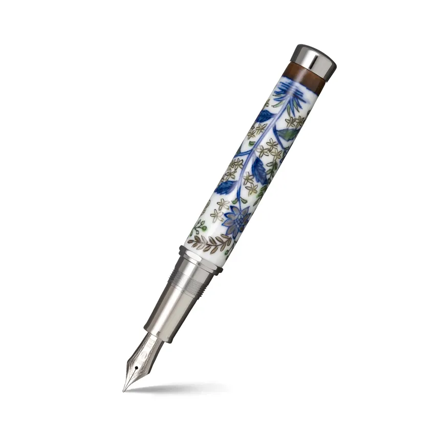 Sailor Arita Yaki 400 Years Anniversary Flower & Butterfly Fountain Pen (21K Broad) - Blue With Rhodium Trims