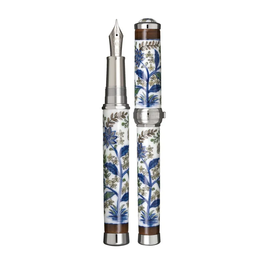 Sailor Arita Yaki 400 Years Anniversary Flower & Butterfly Fountain Pen (21K Medium) - Blue With Rhodium Trims