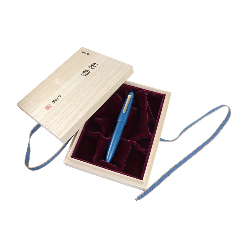 Sailor Iro Miyabi I Fukaai King of Pens Fountain Pen (21K Broad) - Blue With Gold Trims