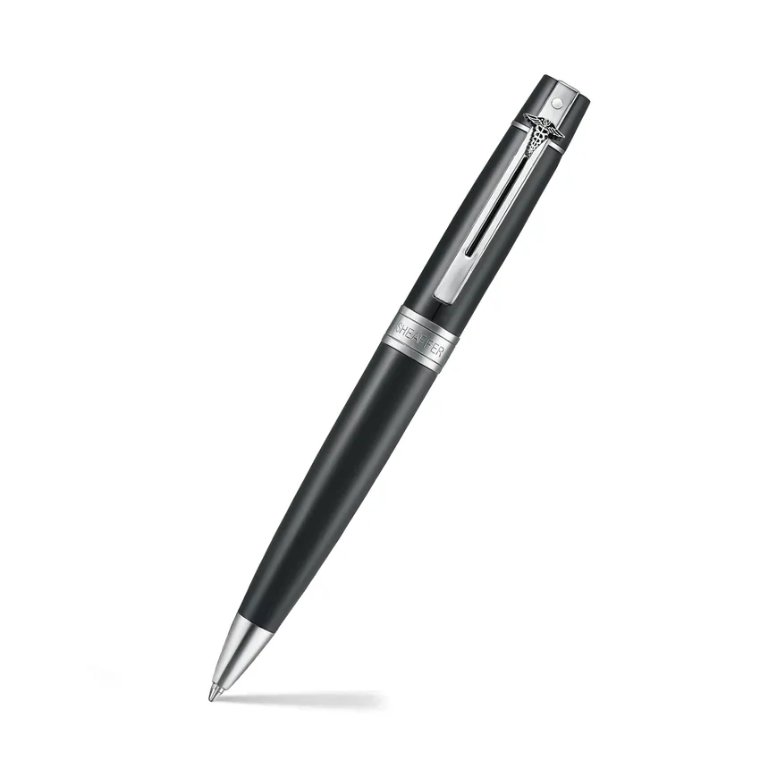 Sheaffer 300 9312 Glossy Black Ballpoint Pen With Chrome Trim and Doctor Emblem