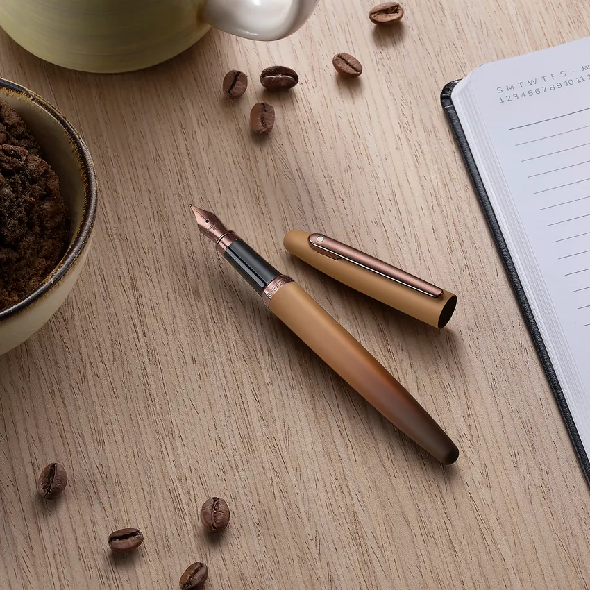 Sheaffer VFM 9428 Coffee Edition Matt Brown Fountain Pen with Regal Brown PVD Trims - Fine
