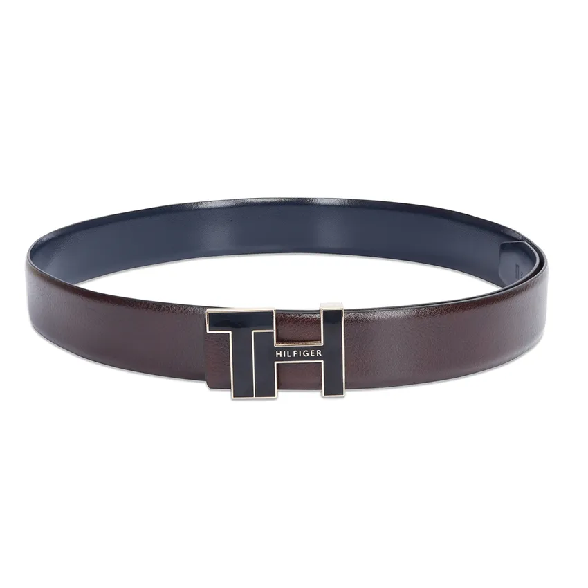 Tommy Hilfiger Bensted Reversible Semi Formal Belt Large - Brown And Navy