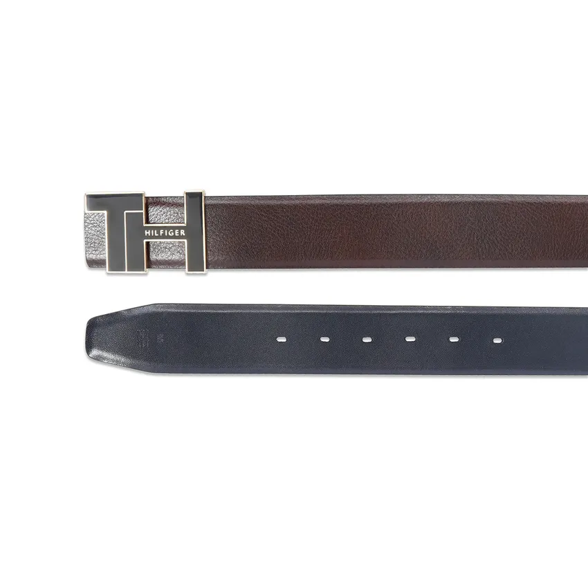 Tommy Hilfiger Bensted Reversible Semi Formal Belt Large - Brown And Navy