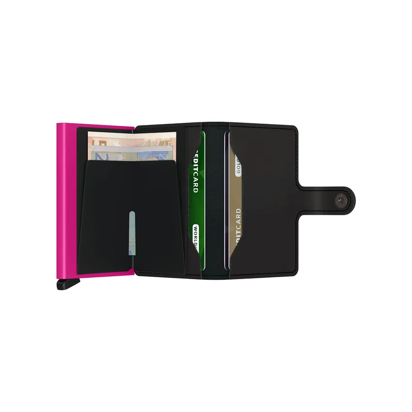 Secrid Miniwallet Matte Black & Fuchsia