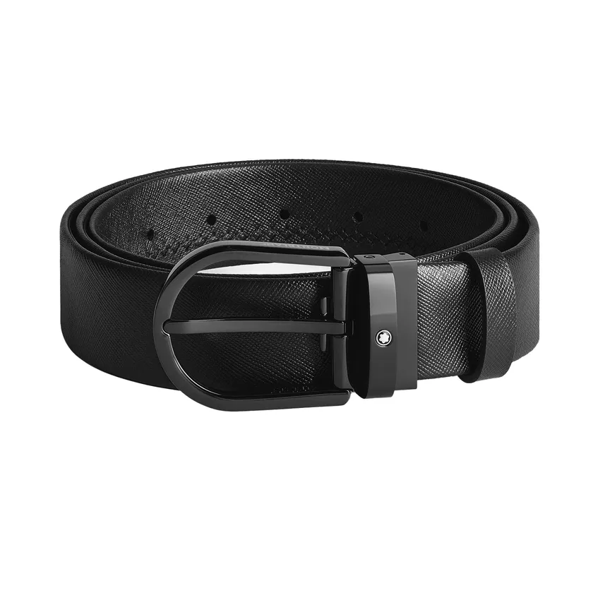 Montblanc 199088 Saffiano Printed Leather Belt (35mm) Black