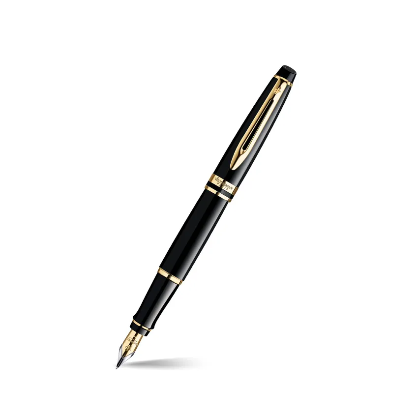 Waterman Expert Black Gold Trim Fountain Pen - Medium