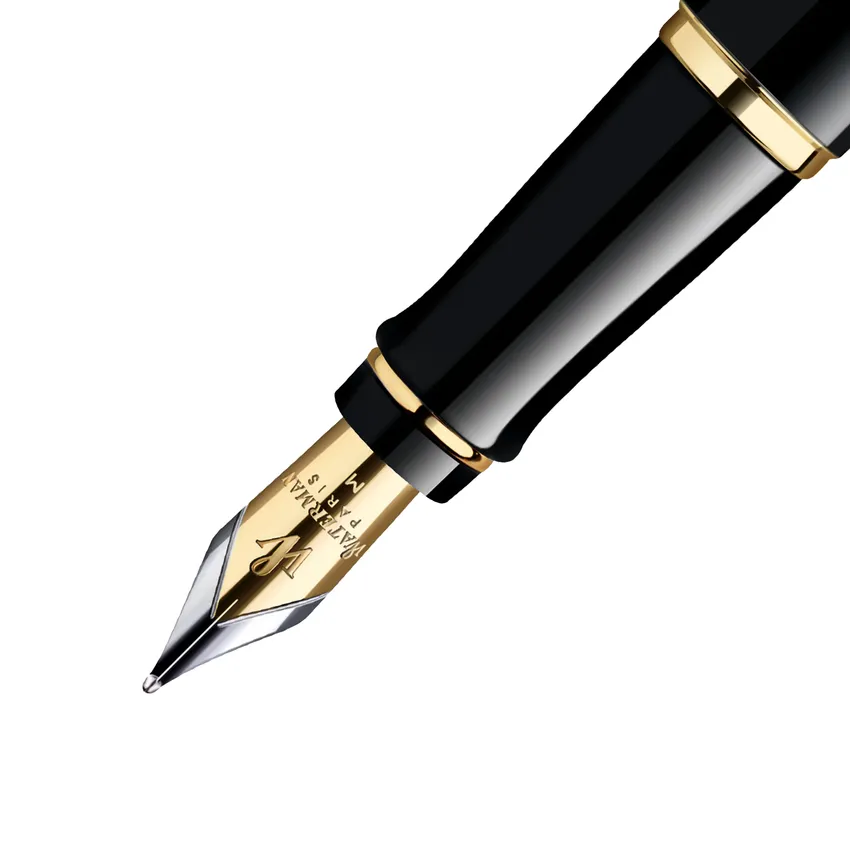 Waterman Expert Black Gold Trim Fountain Pen - Medium