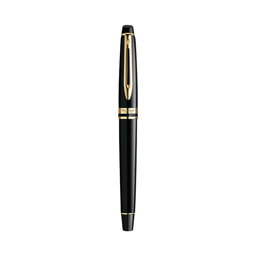 Waterman Expert Black Gold Trim Fountain Pen - Medium