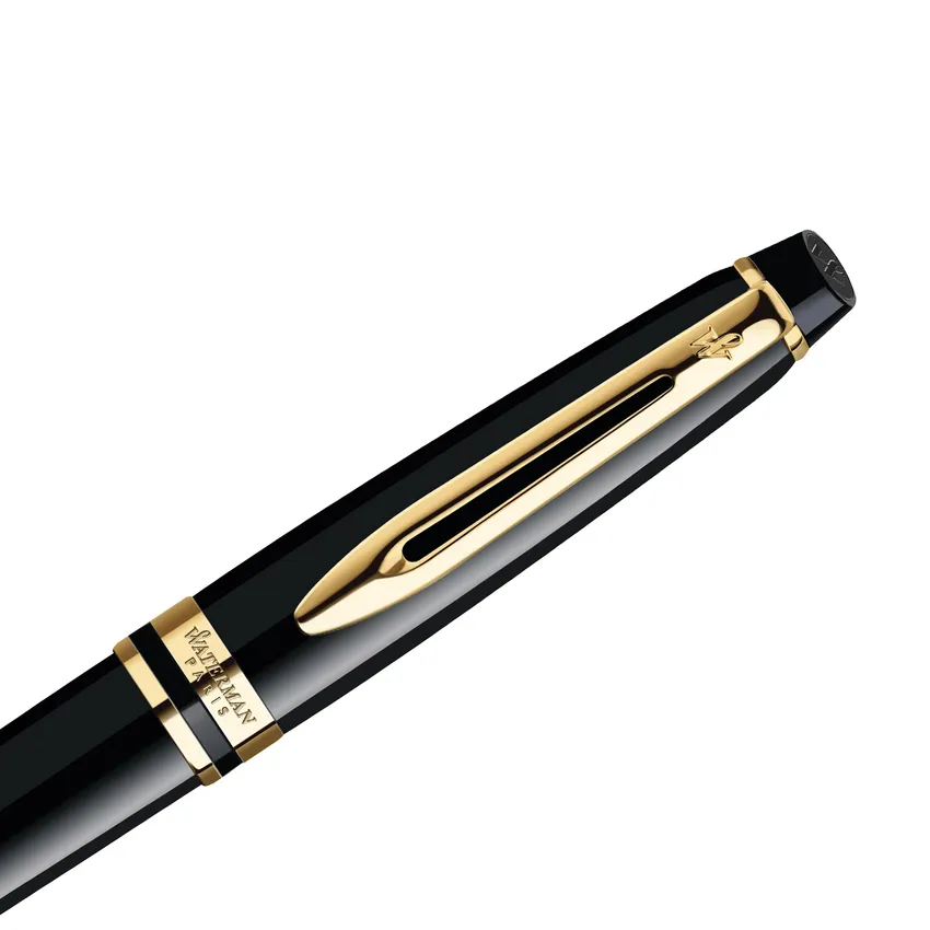 Waterman Expert Black Gold Trim Fountain Pen - Medium