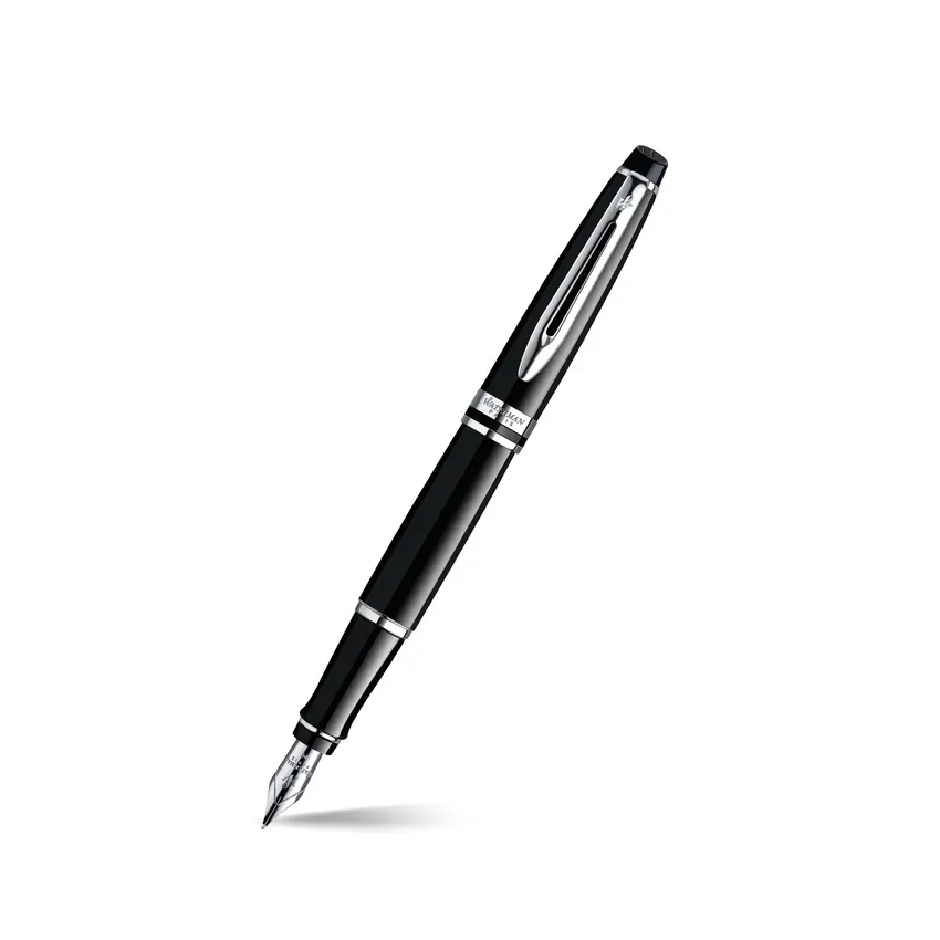 Waterman Expert Black Chrome Trim Fountain Pen - Medium