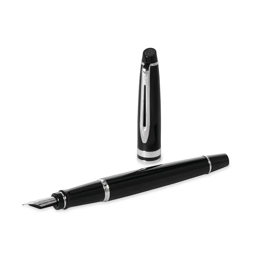 Waterman Expert Black Chrome Trim Fountain Pen - Medium