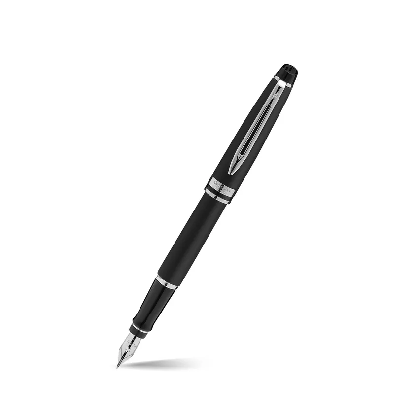 Waterman Expert Matte Black Chrome Trim Fountain Pen - Medium