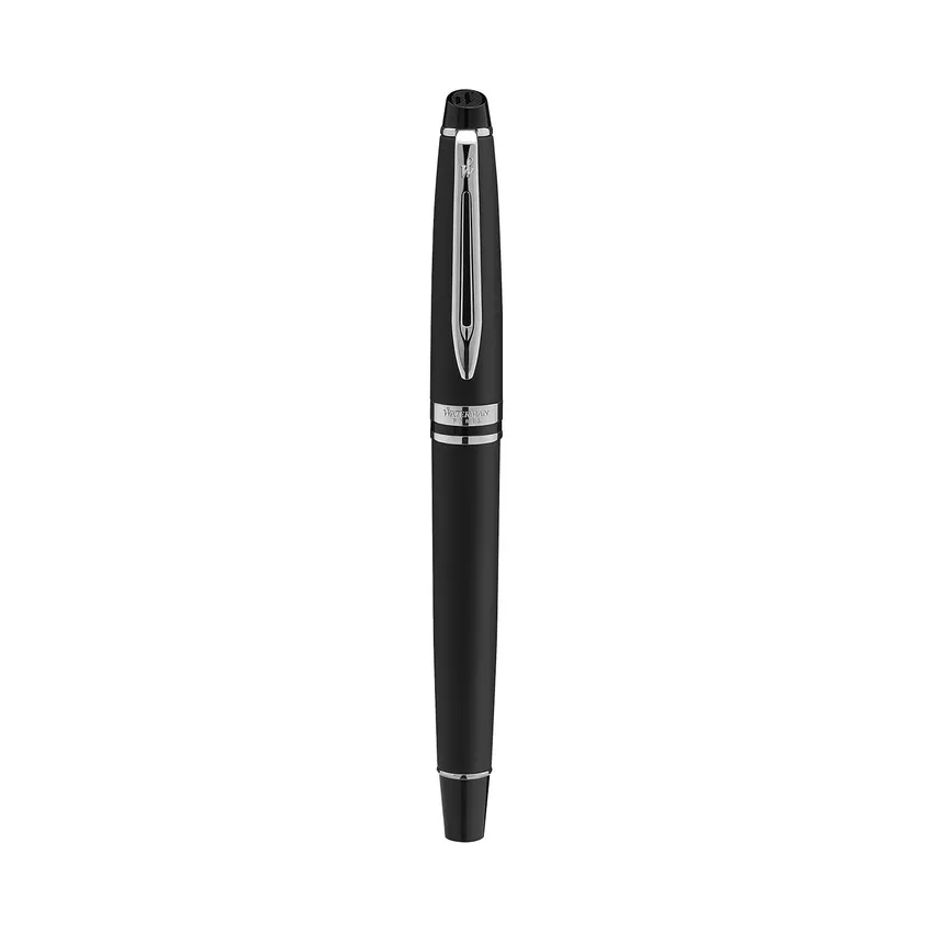 Waterman Expert Matte Black Chrome Trim Fountain Pen - Medium