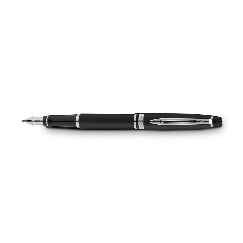 Waterman Expert Matte Black Chrome Trim Fountain Pen - Medium