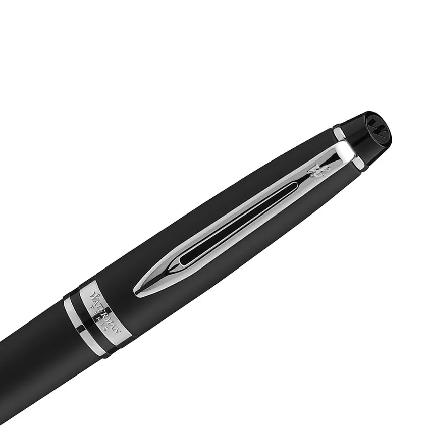 Waterman Expert Matte Black Chrome Trim Fountain Pen - Medium