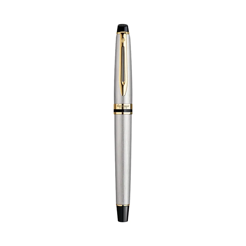 Waterman Expert Stainless Steel Gold Trim Fountain Pen - Medium