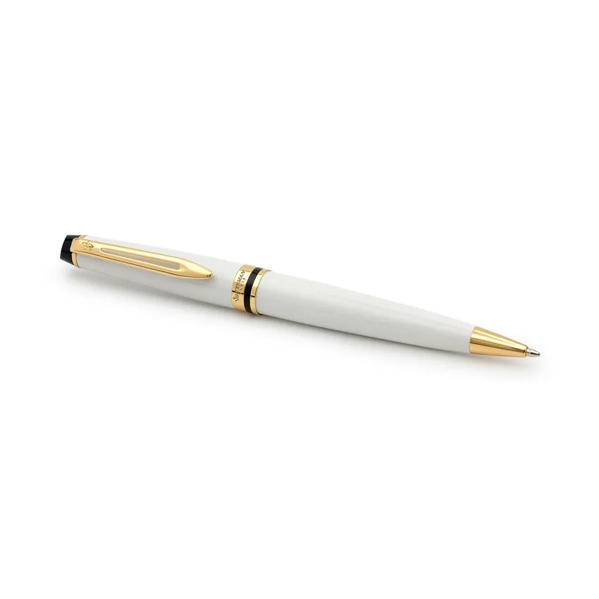 Waterman Expert Ivory White Gold Trim Ballpoint Pen