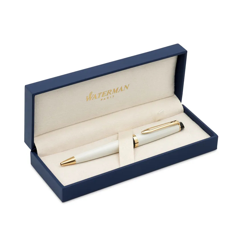 Waterman Expert Ivory White Gold Trim Ballpoint Pen