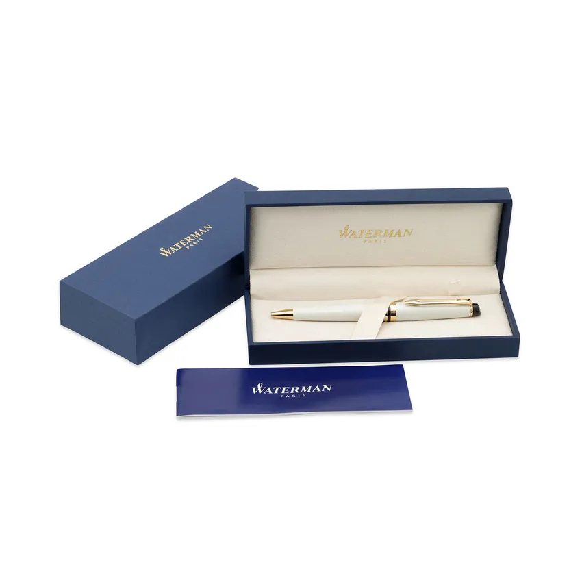 Waterman Expert Ivory White Gold Trim Ballpoint Pen