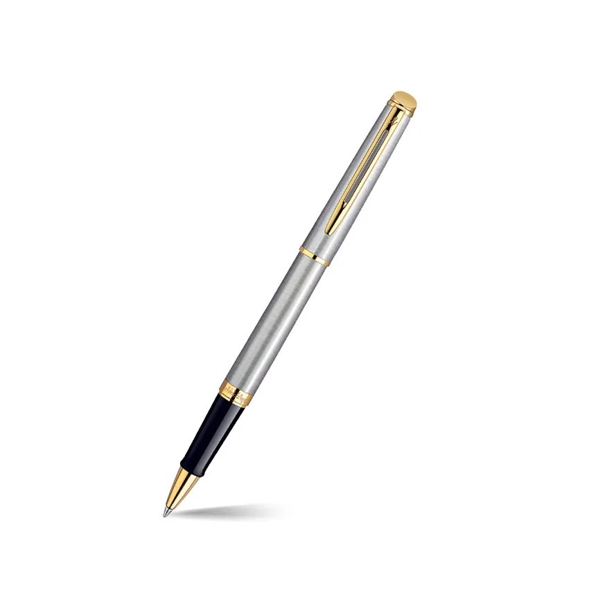 Waterman Hemisphere Stainless Steel Gold Trim Rollerball Pen