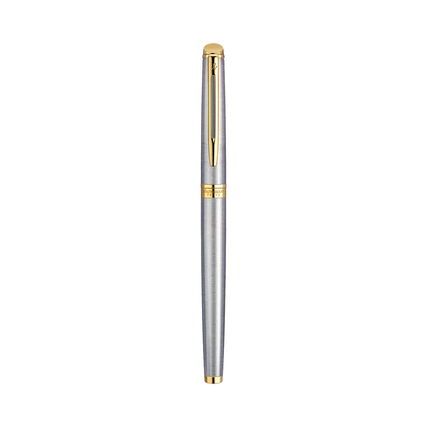 Waterman Hemisphere Stainless Steel Gold Trim Rollerball Pen