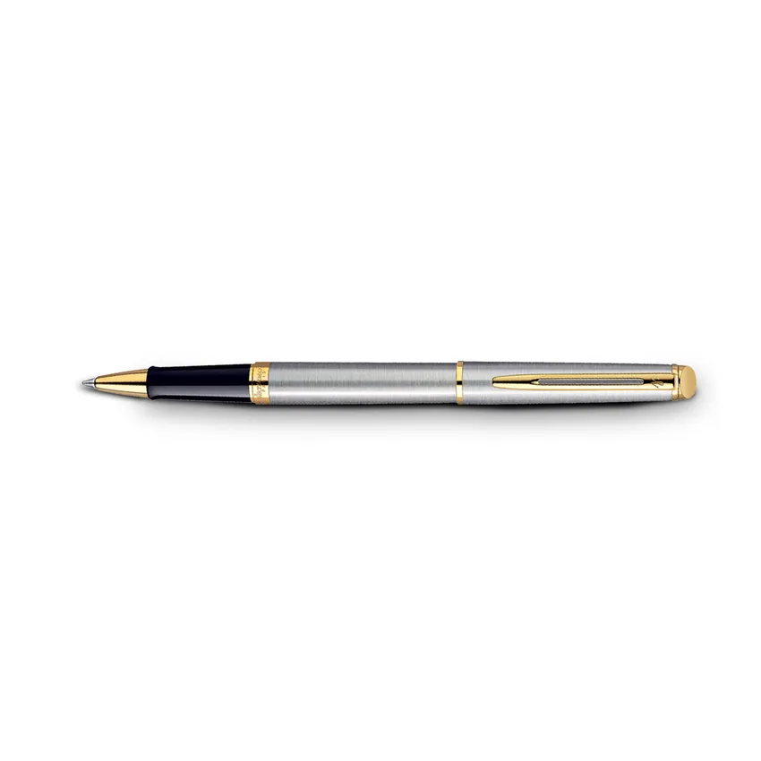 Waterman Hemisphere Stainless Steel Gold Trim Rollerball Pen