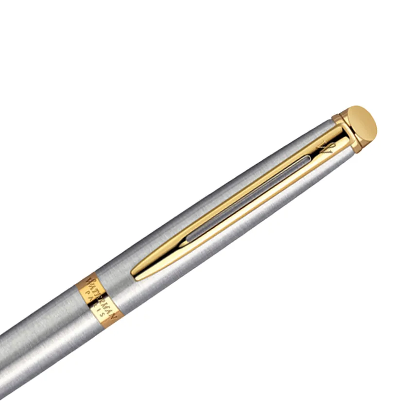 Waterman Hemisphere Stainless Steel Gold Trim Ballpoint Pen