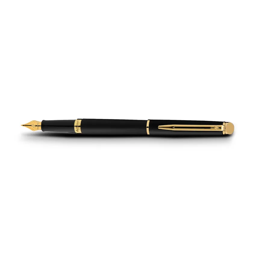 Waterman Hemisphere Matte Black Gold Trims Fountain Pen with Passport Holder