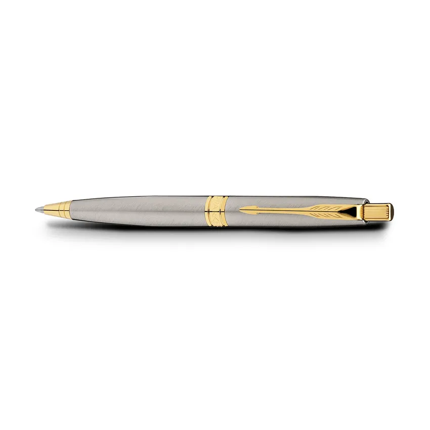 Parker Aster Brushed Metal Gold Trim Ballpoint Pen