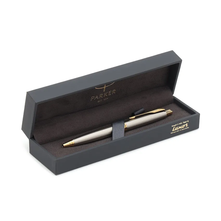 Parker Aster Brushed Metal Gold Trim Ballpoint Pen