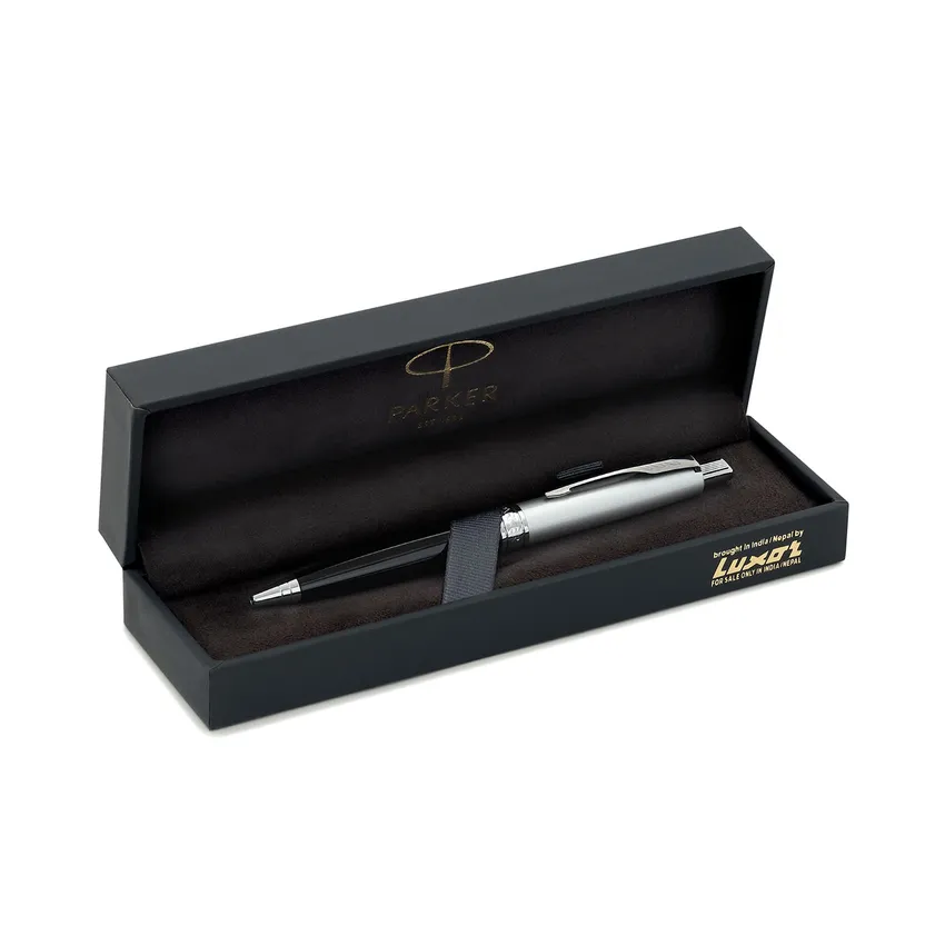 Parker Aster Silver Black Chrome Trim Ballpoint Pen