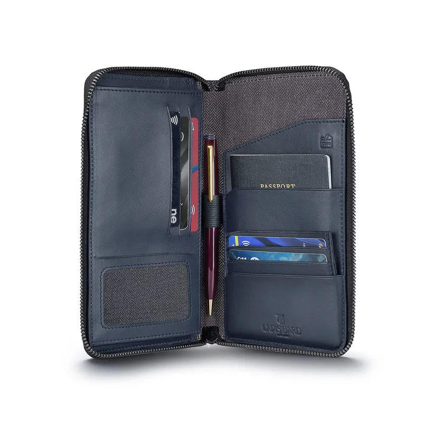 Lapis Bard Enigma Passport Wallet - Navy