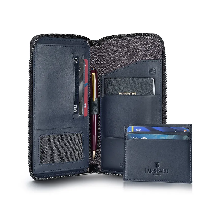 Lapis Bard Enigma Passport Wallet - Navy