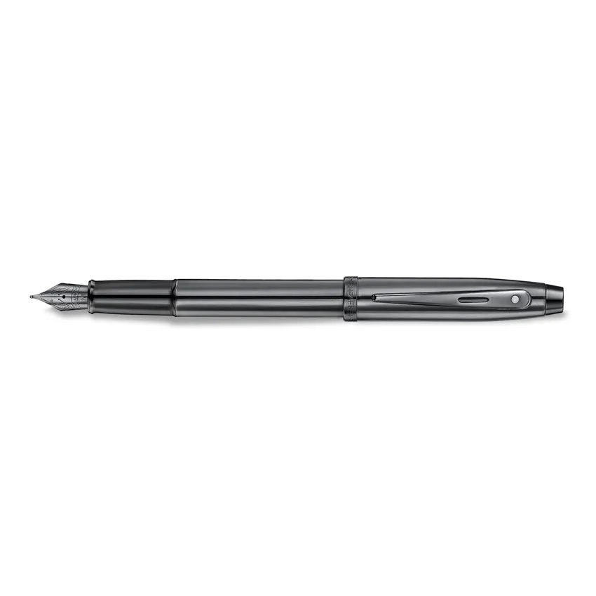 Sheaffer 100 9375 Ionic Gunmetal Grey Fountain Pen with Shiny PVD Trims - Medium