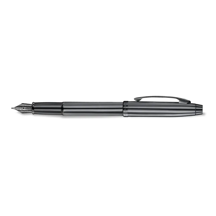 Sheaffer 100 9375 Ionic Gunmetal Grey Fountain Pen with Shiny PVD Trims - Medium